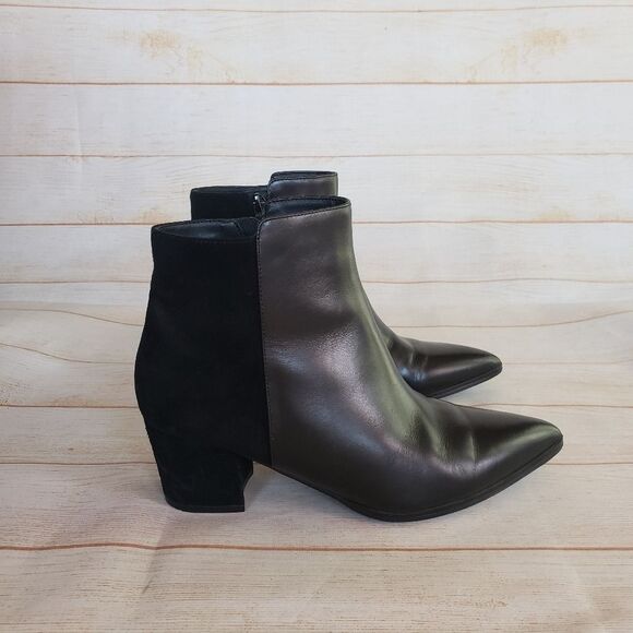 Vaneli Nappa Leather Suede Black Ankle Boots Booties Pointy Toe Black Size 8M